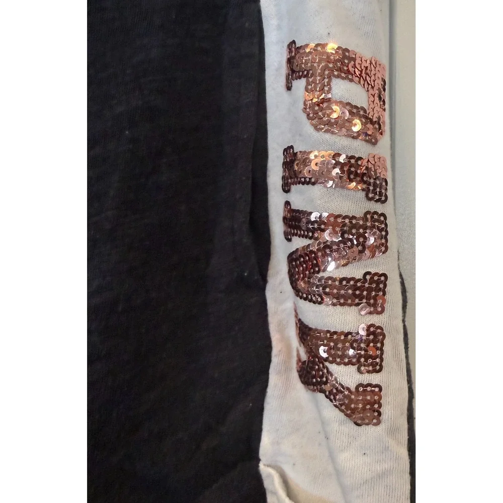 PINK Victoria's Secret Lounge Shorts Women's Large Black Bling Sequin Logo Y2K